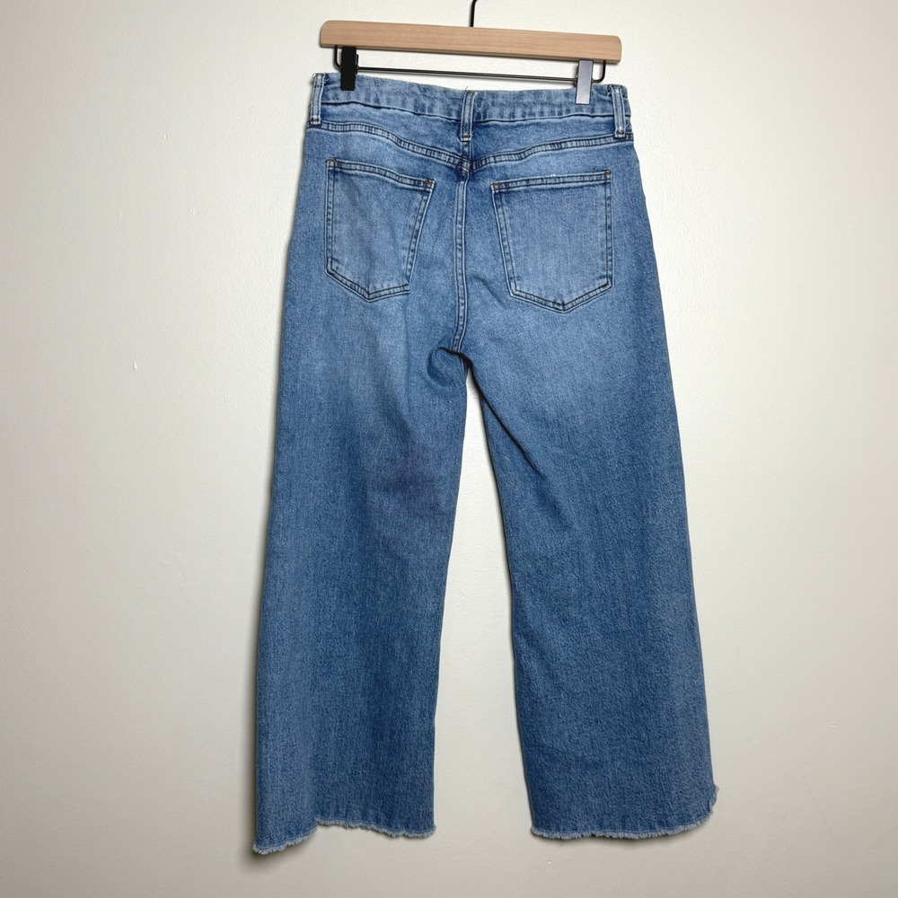 Kut from the Kloth Wide Leg Raw Hem Jeans Medium Wash KG1831MA3 Size 4 - Picture 2 of 11